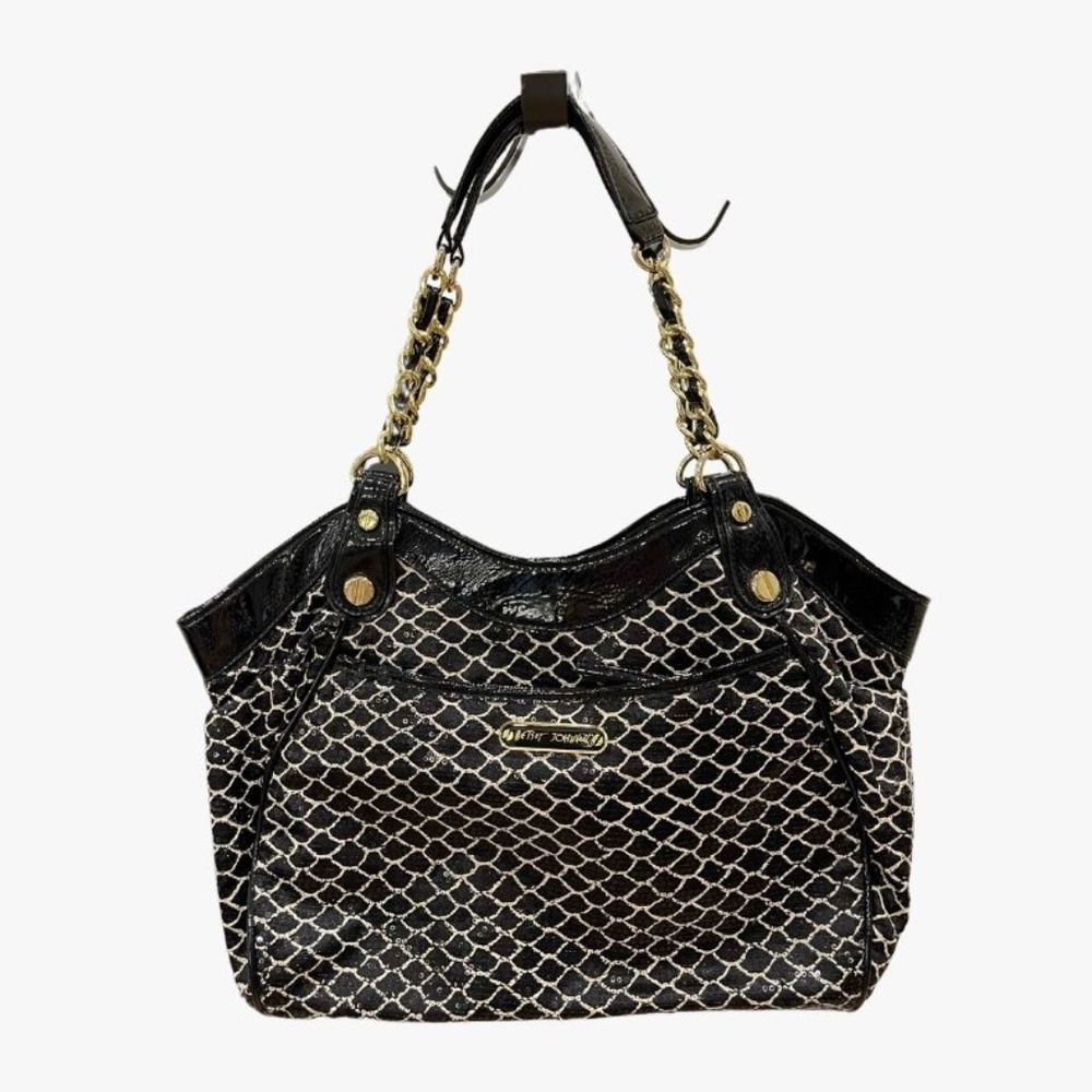 Betsey Johnson Black and White Sequined Handbag